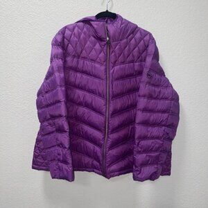 Michael Kors Packable Down Quilted Purple Puffer Jacket Coat Size 3X